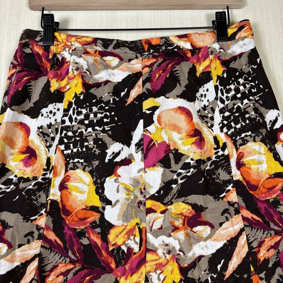 Christopher &‎ Banks Women's Skirt Sz 10 Linen Blend Midi Floral Pull On - Picture 2 of 10